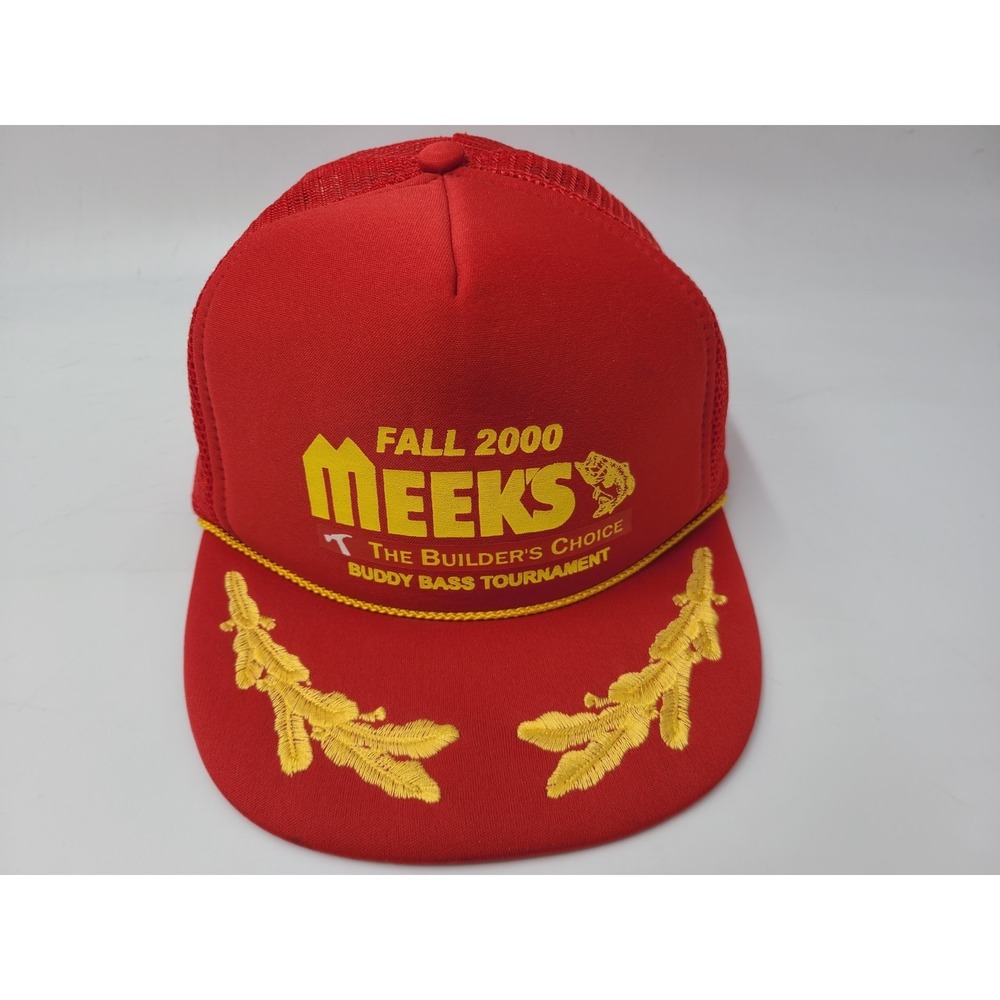 Vintage Meeks Buddy Bass Tournament Scrambled Eggs Mesh Trucker Snapback Hat Cap